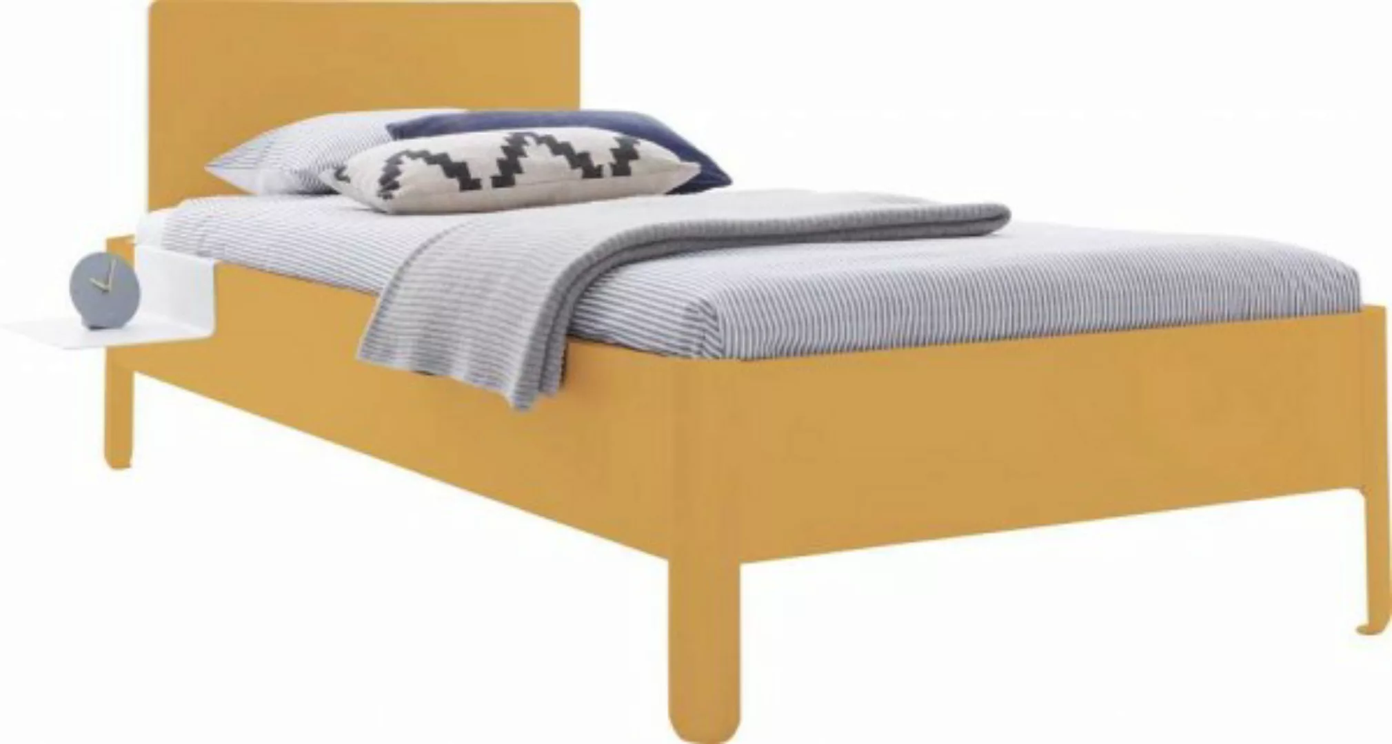 NAIT Einzelbett farbig lackiert 90 x 220cm Mit Kopfteil Bambustiefgelb günstig online kaufen