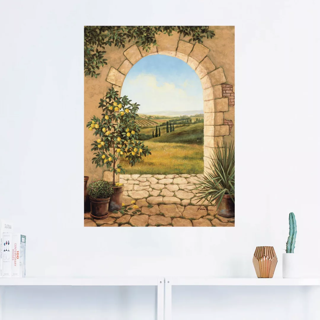 Artland Wandbild "Zitronenbaum vorm Torbogen", Fensterblick, (1 St.), als A günstig online kaufen