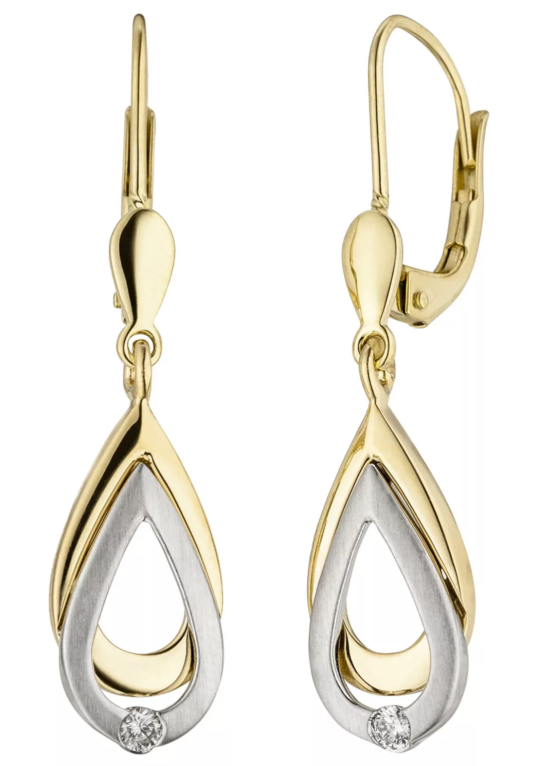 JOBO Paar Ohrhänger, 585 Gold bicolor mit 2 Diamanten günstig online kaufen