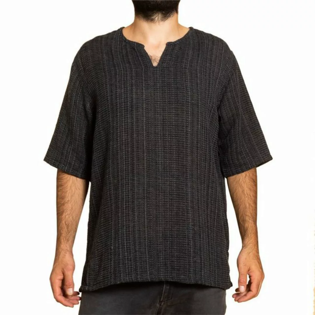 PANASIAM Kurzarmhemd Farmerhemd grob gewebtes Herrenhemd aus hochwertiger B günstig online kaufen