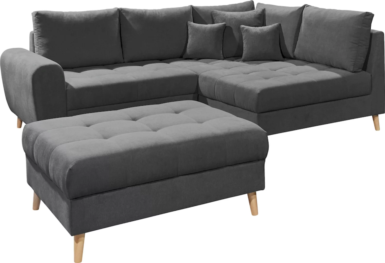 ED EXCITING DESIGN Ecksofa "Alice L-Form", (Set), mit Hocker, Rückenkissen, günstig online kaufen