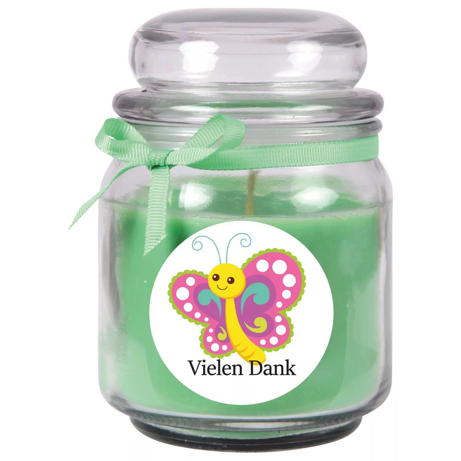 HS Candle Duftkerze & Bonbon Glas Danke Grün Kokos günstig online kaufen