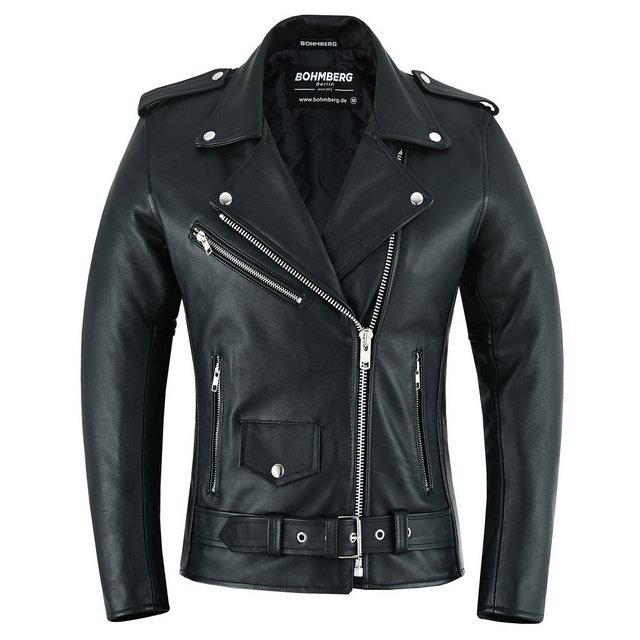 BOHMBERG Lederjacke Damen Retro Biker Highway aus echtem Vollleder Schwarz günstig online kaufen