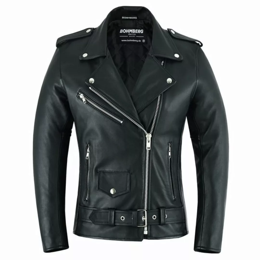 BOHMBERG Lederjacke Damen Retro Biker Highway aus echtem Vollleder Schwarz günstig online kaufen