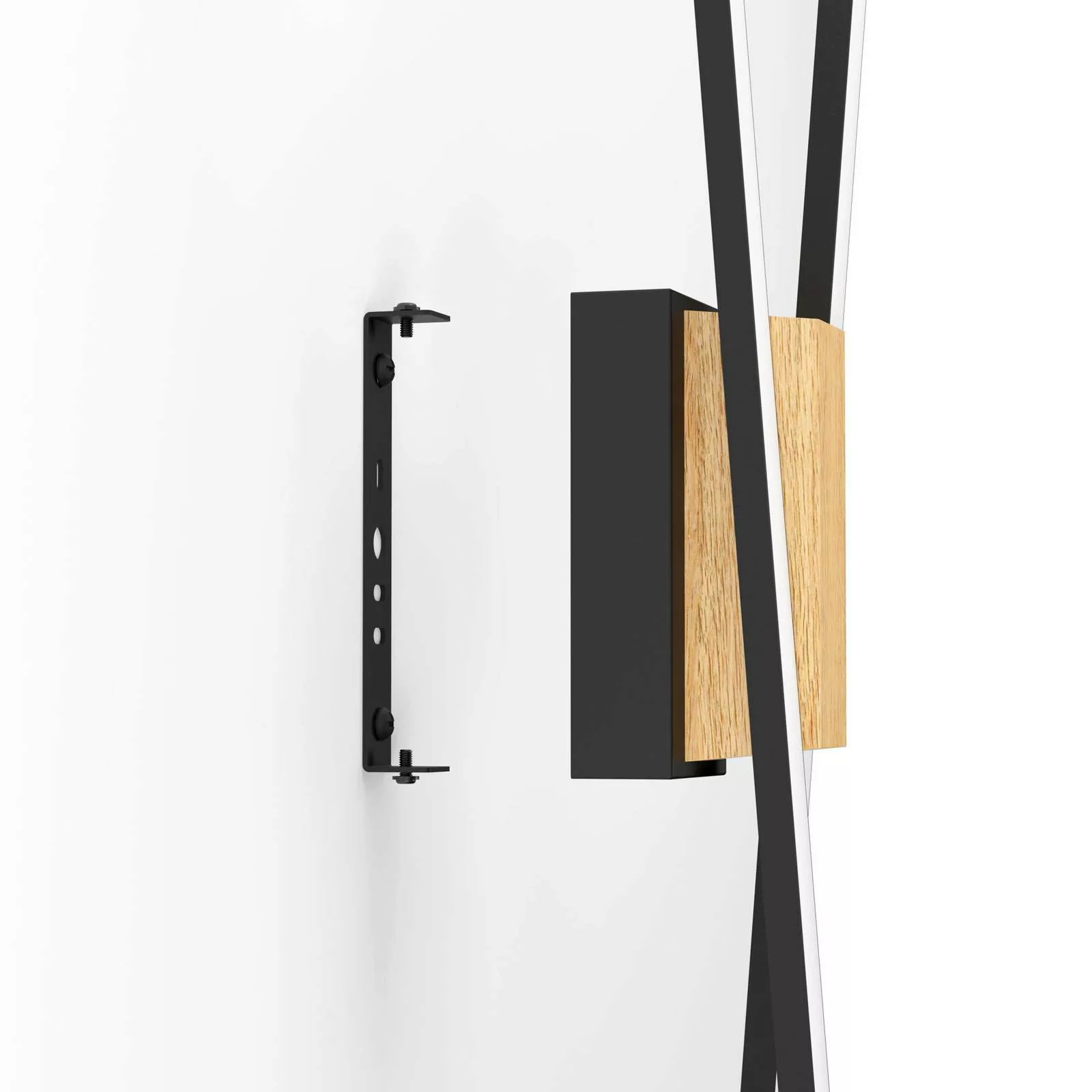 LED-Wandleuchte Panagria, schwarz mit Holzdetail günstig online kaufen