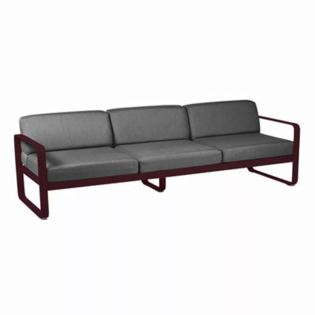 Gartensofa 3-Sitzer Bellevie metall textil rot grau 3-Sitzer / L 235 cm - S günstig online kaufen