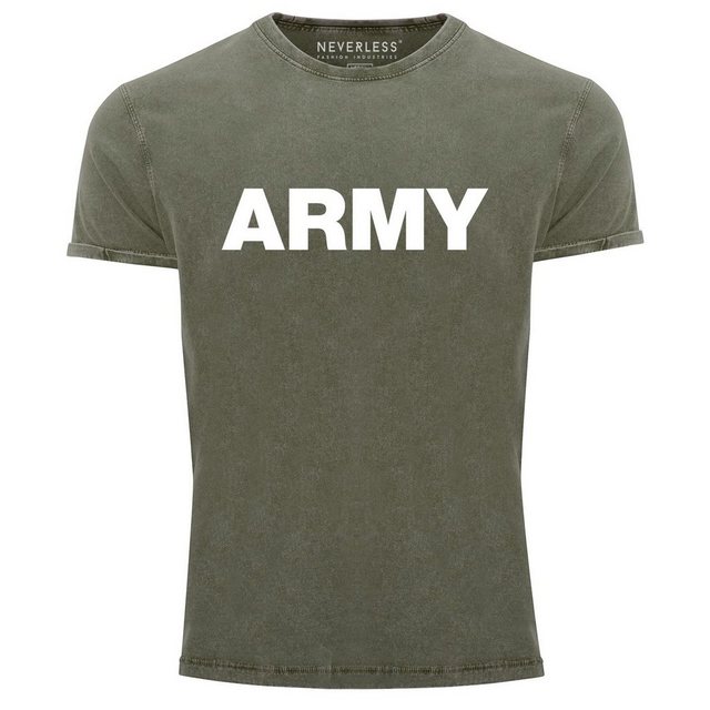 Neverless Print-Shirt Herren Vintage Shirt Army Printshirt T-Shirt Used Loo günstig online kaufen