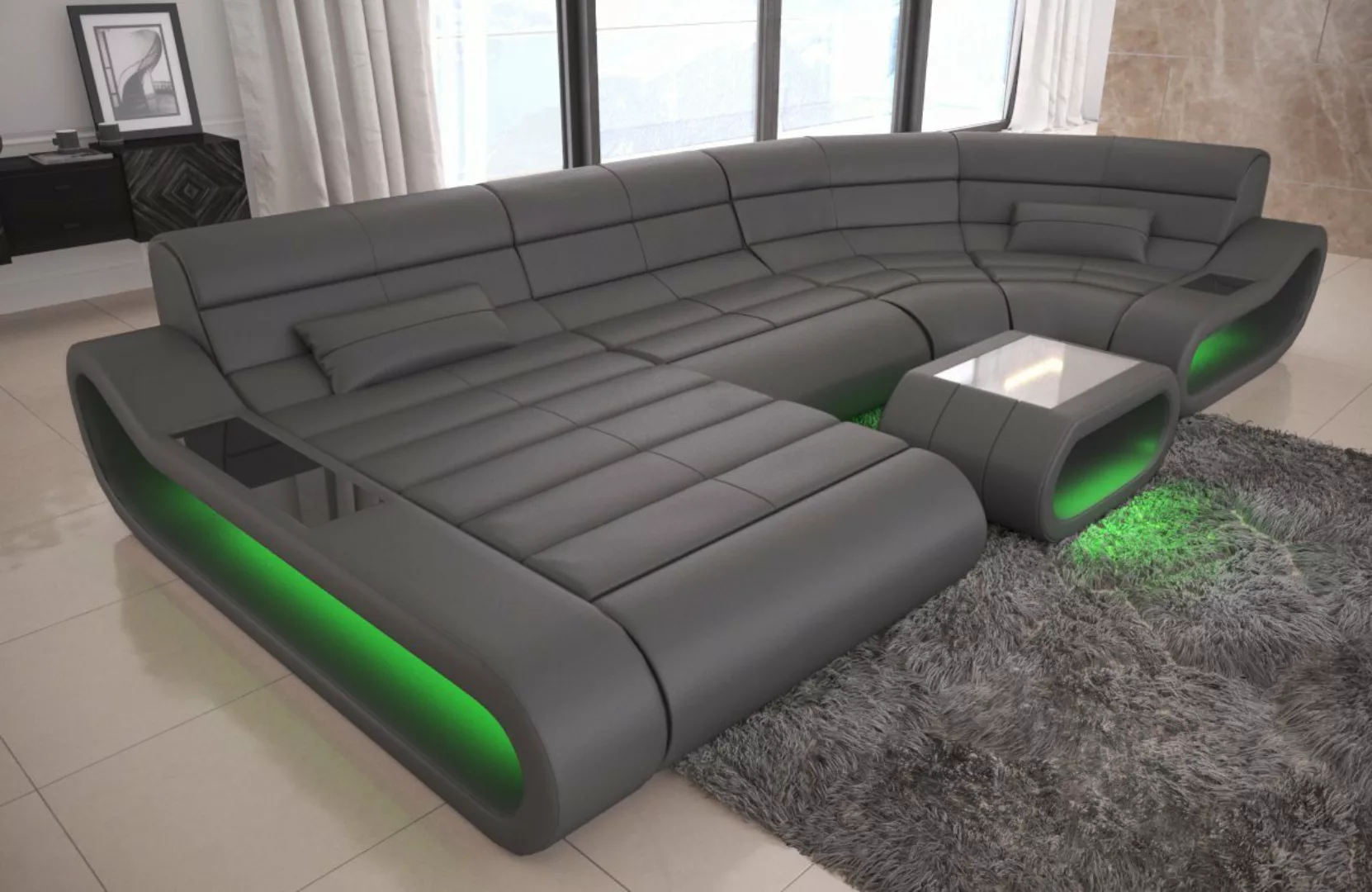 Sofa Dreams Wohnlandschaft Ledercouch Leder Sofa Concept U Form Ledersofa, günstig online kaufen