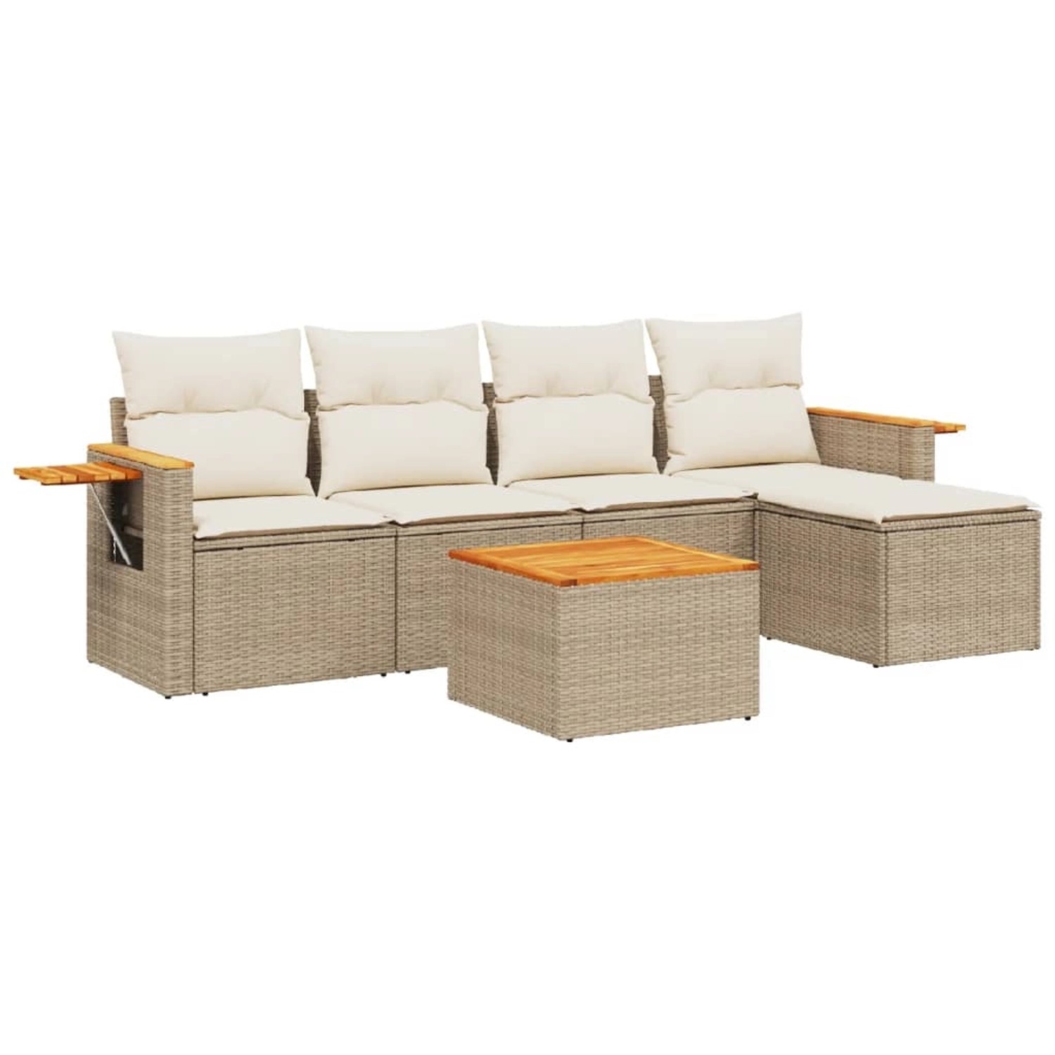 vidaXL 6-Tlg Garten-Sofagarnitur mit Kissen Beige Poly Rattan 3226765 günstig online kaufen