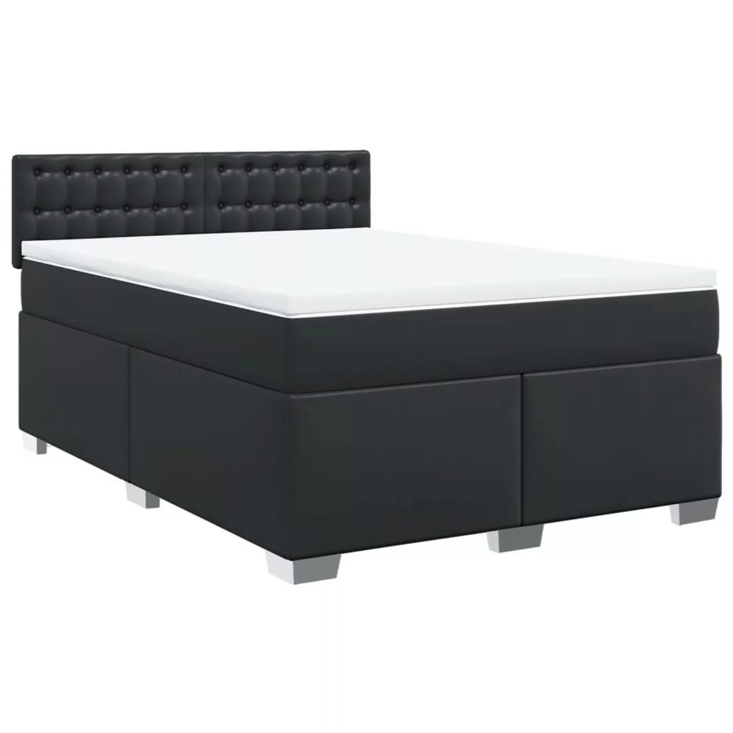 vidaXL Boxspringbett, Boxspringbett mit Matratze Schwarz 160x200 cm Kunstle günstig online kaufen