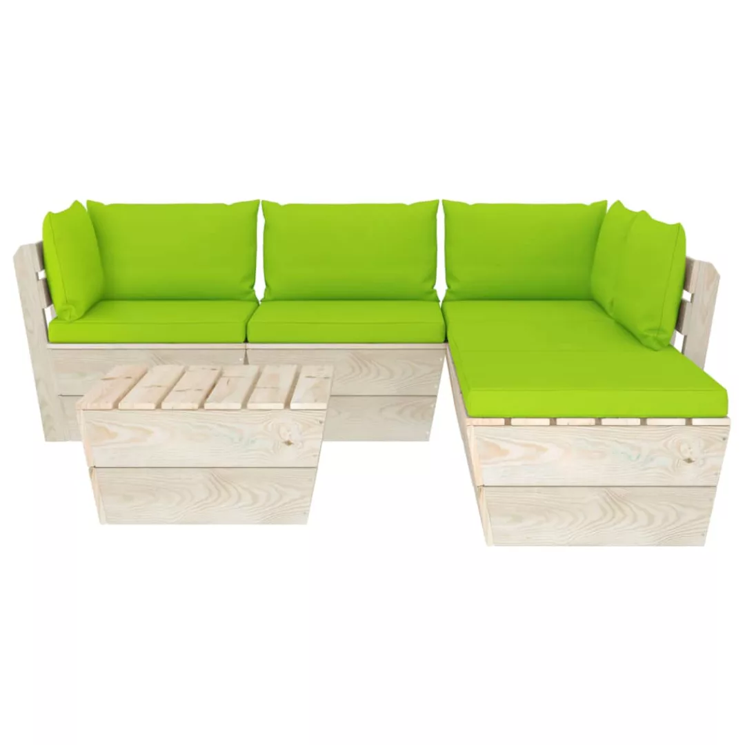 6-tlg. Garten-sofagarnitur Aus Paletten Mit Kissen Fichtenholz günstig online kaufen