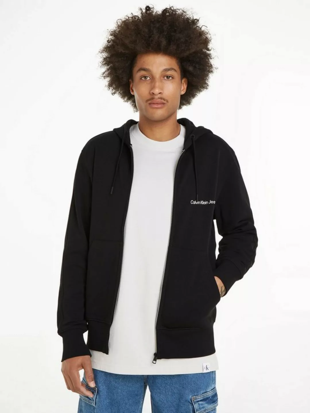 Calvin Klein Jeans Sweatshirt INSTITUTIONAL ZIP THROUGH HOODIE mit Logomark günstig online kaufen