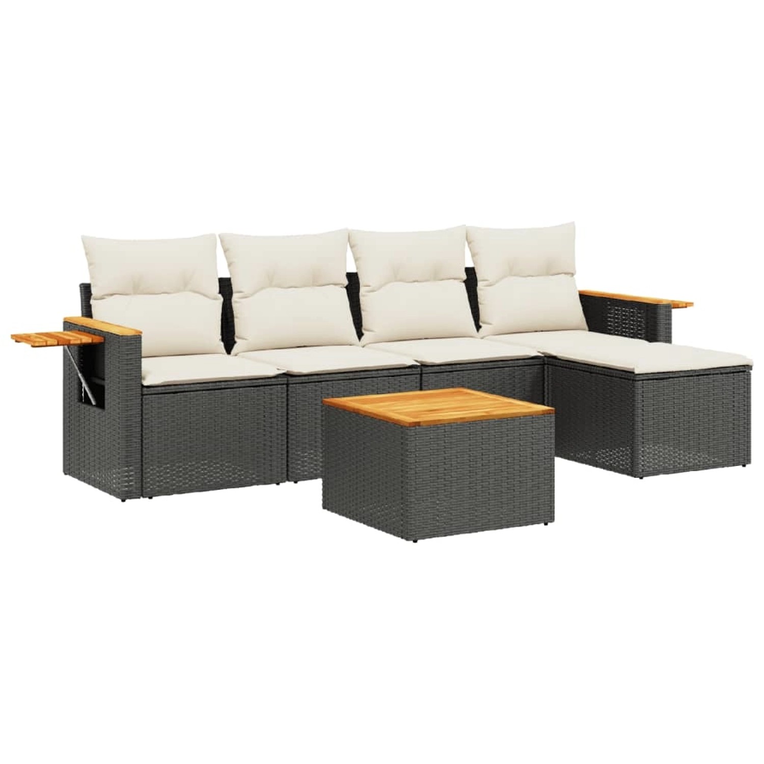 vidaXL 6-Tlg Garten-Sofagarnitur mit Kissen Schwarz Poly Rattan 3259165 günstig online kaufen