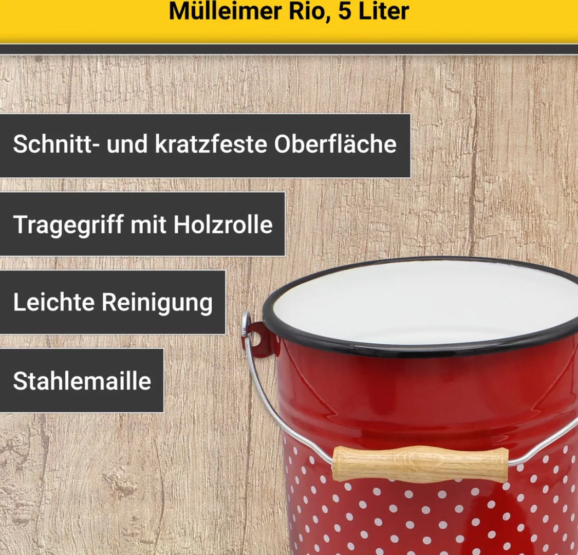 Krüger Mülleimer »Mülleimer mit Deckel Rio«, 1 Behälter, 5 Liter, Made in E günstig online kaufen