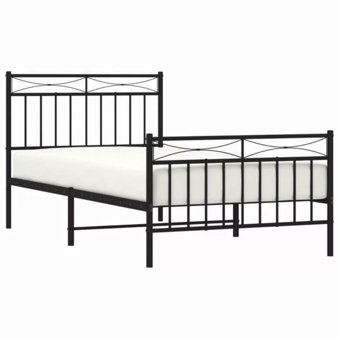 vidaXL Bett Bettgestell mit Kopf- und Fußteil Metall Schwarz 100x190 cm günstig online kaufen