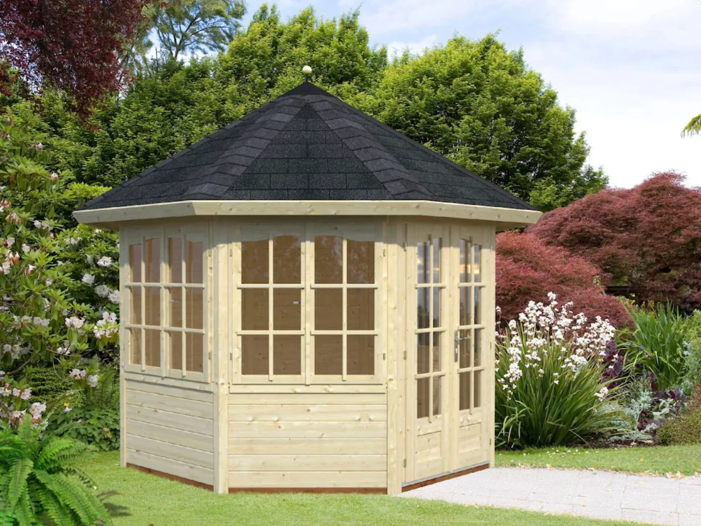 Palmako Holz-Pavillon Veronica 4 Natur unbehandelt 289 cm x 289 cm günstig online kaufen