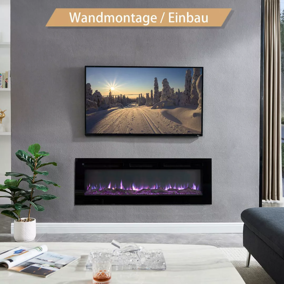 Balderia Elektrischer-Kamin Leif 50'' schwarz B/H/T: ca. 127x43x14,3 cm günstig online kaufen