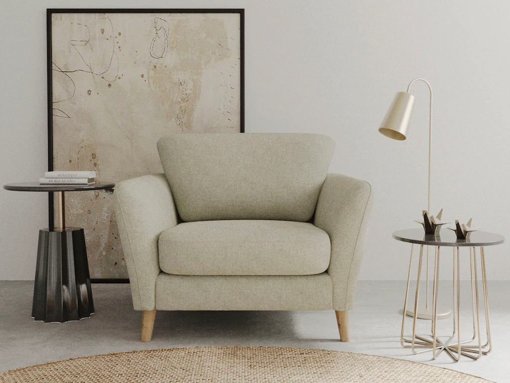 Home affaire Sessel "MARSEILLE", Massivholzbeine Eiche, Landhausstil, Welle günstig online kaufen