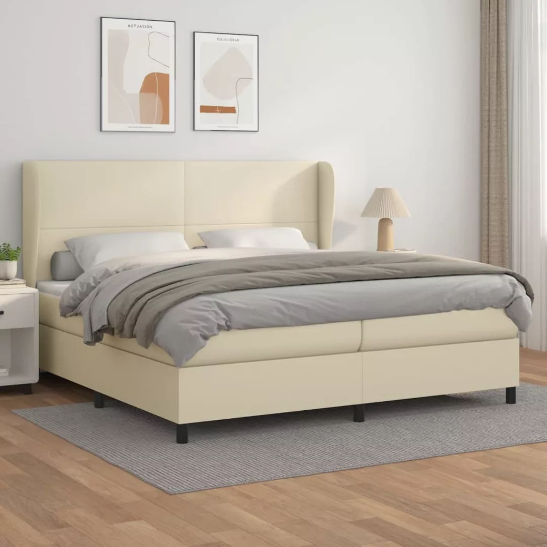 Vidaxl Boxspringbett Mit Matratze Creme 200x200 Cm Kunstleder günstig online kaufen