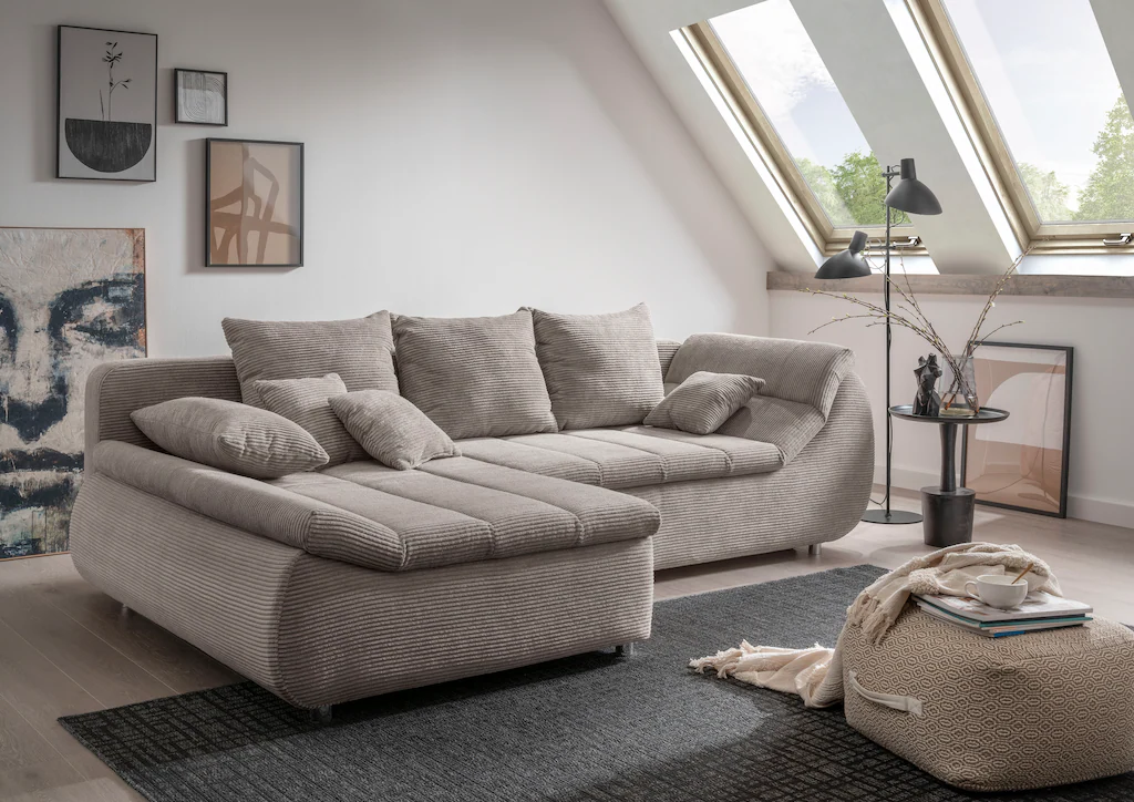 INOSIGN Ecksofa "Imola elegant und bequem, aktuelle Steppung im Sitz, L-For günstig online kaufen