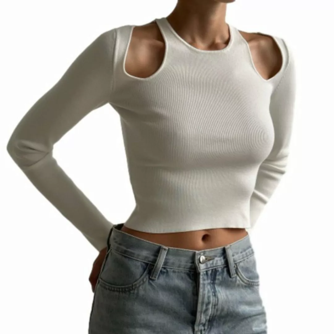 ZWY 3/4 Arm-Pullover Schulterfreies, hohles Oberteil für Damen im Ins-Style günstig online kaufen