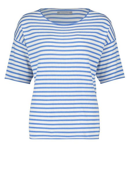 Betty&Co Sweatshirt Strickpullover Kurz 1/2 Arm, Cream/Blue günstig online kaufen