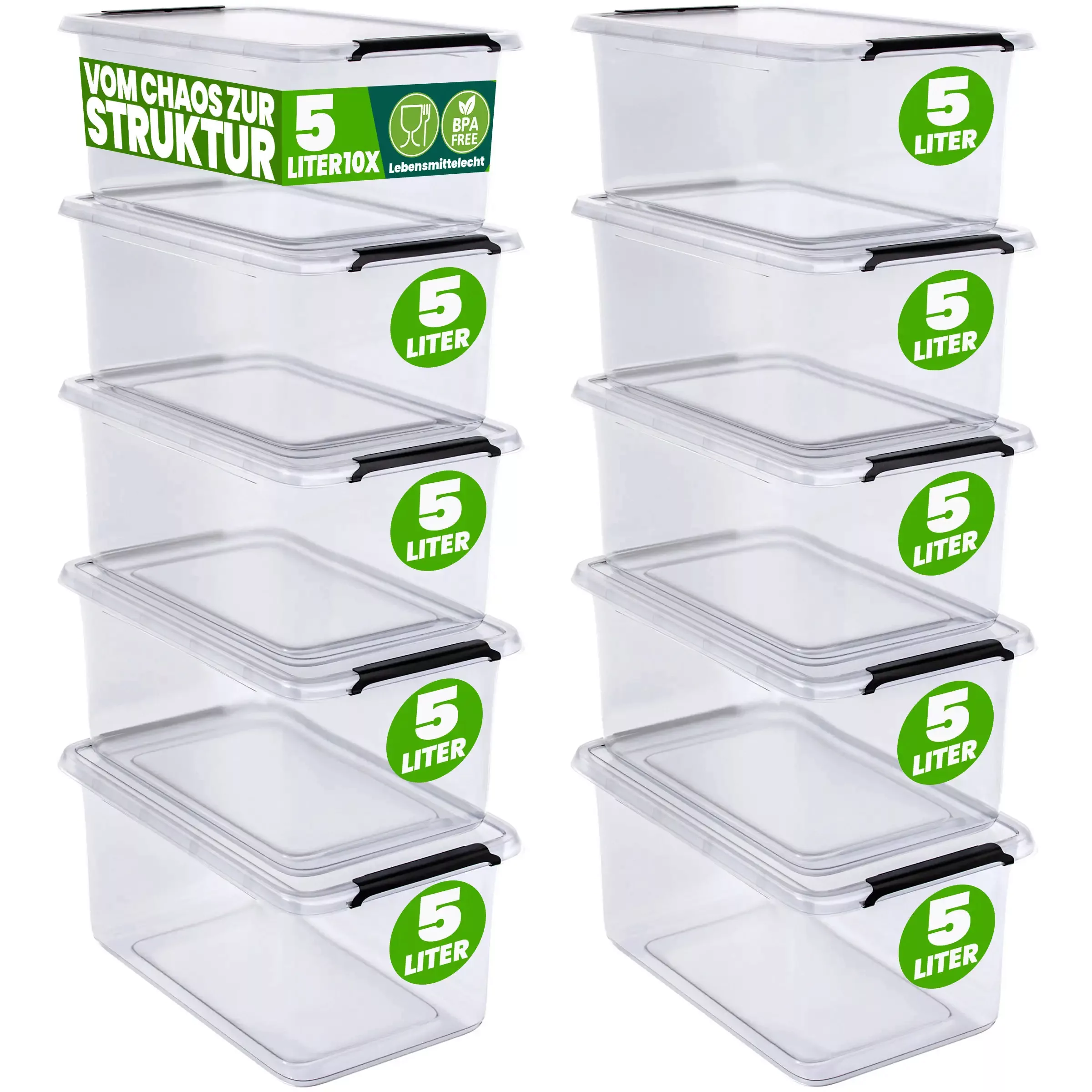Aufbewahrungsbox Transparent 10er-Set 30x20x12cm 5L günstig online kaufen