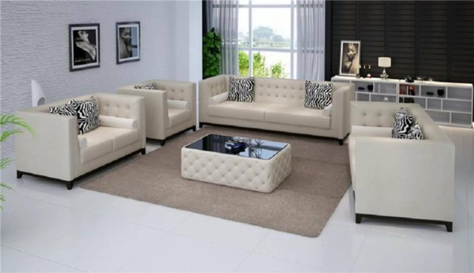 JVmoebel Sofa Ledersofa Sofa Couchen Sitzer Set Sofa Polster Couch 4tlg Ses günstig online kaufen