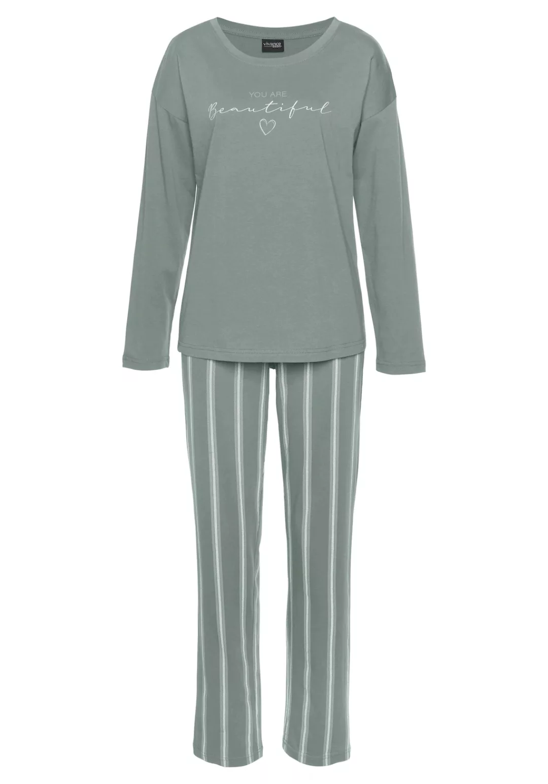 Vivance Dreams Pyjama, (2 tlg.), mit Frontdruck günstig online kaufen