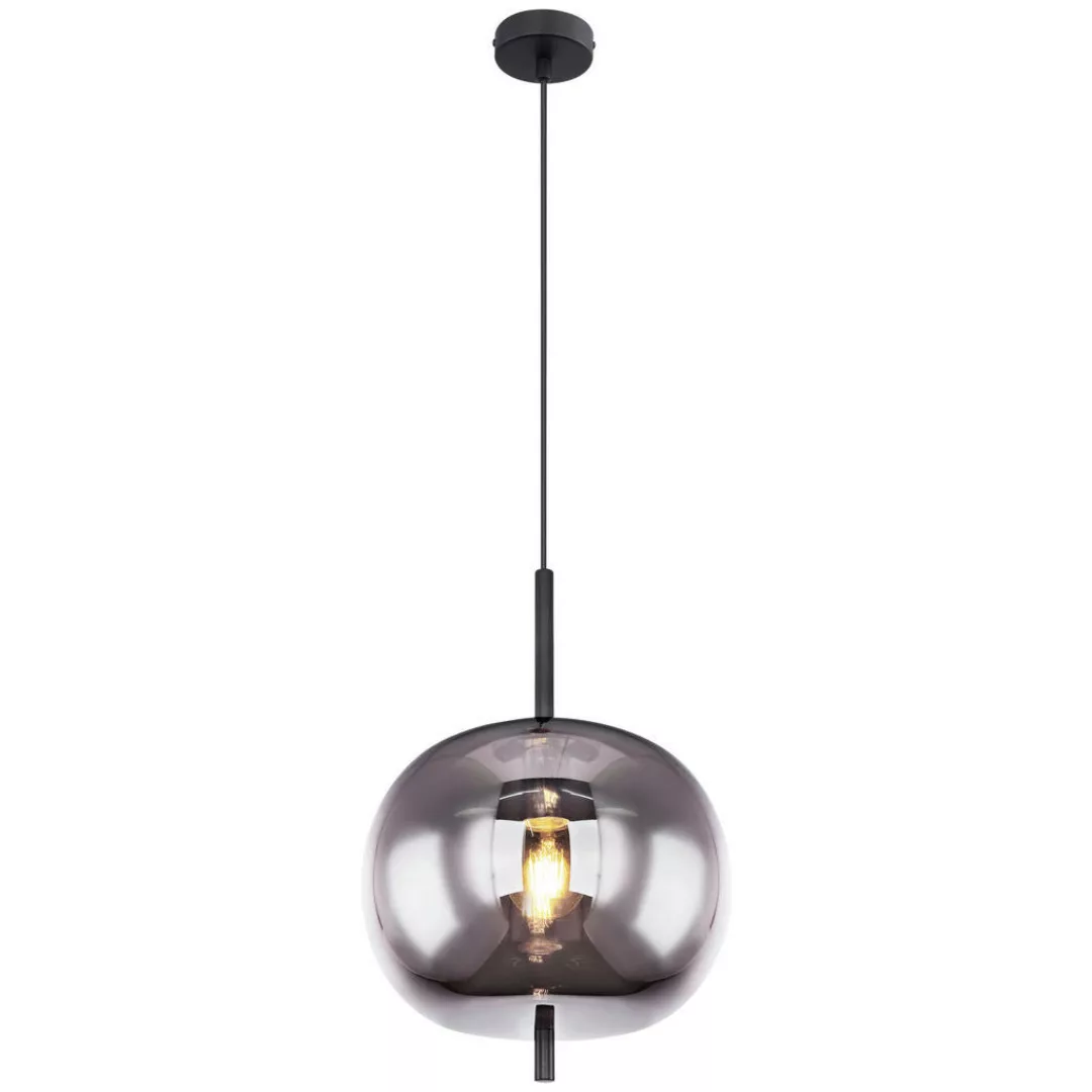 Globo Pendelleuchte Blacky 1-flammig Ø 30 cm Metall Schwarz Rauchfarben günstig online kaufen