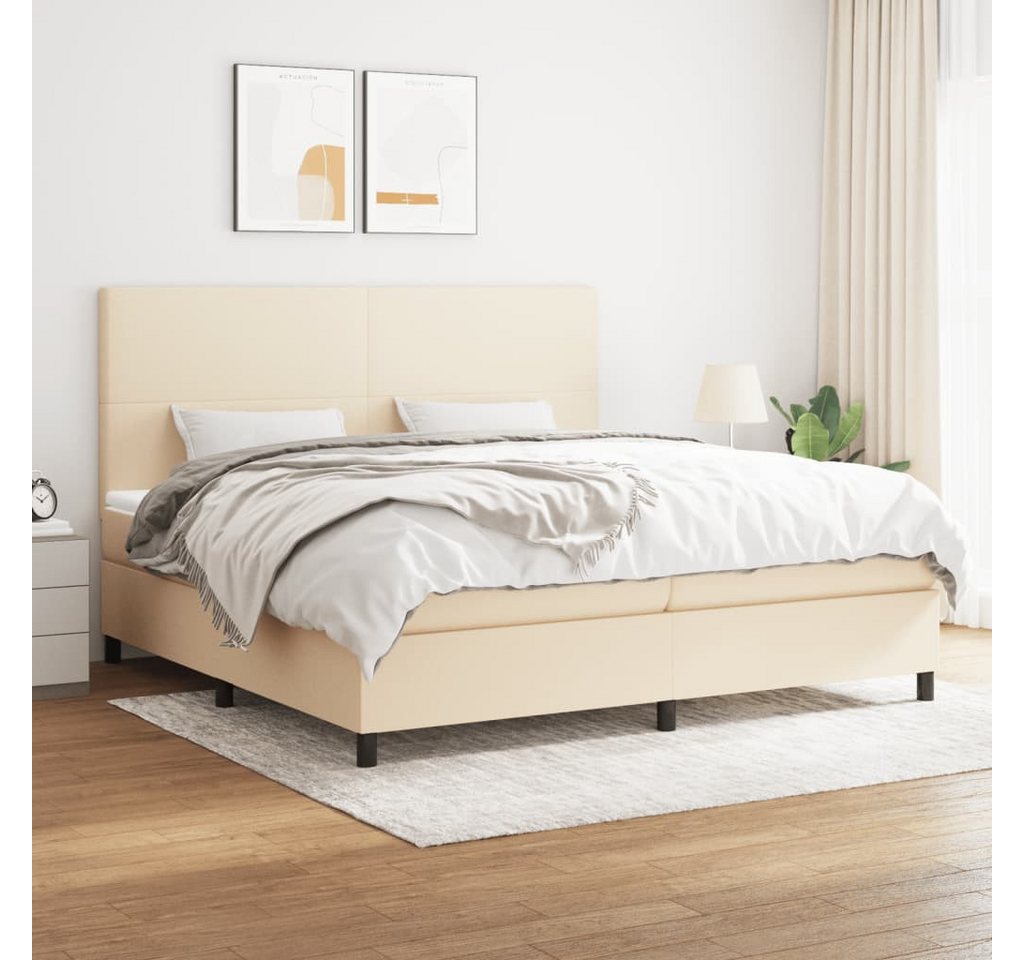 vidaXL Boxspringbett Boxspringbett mit Matratze Creme 200x200 cm Stoff Bett günstig online kaufen