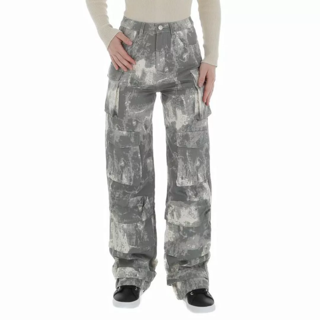 Ital-Design Cargohose Damen Freizeit (86746088) Camouflage Stoffhose in Gra günstig online kaufen