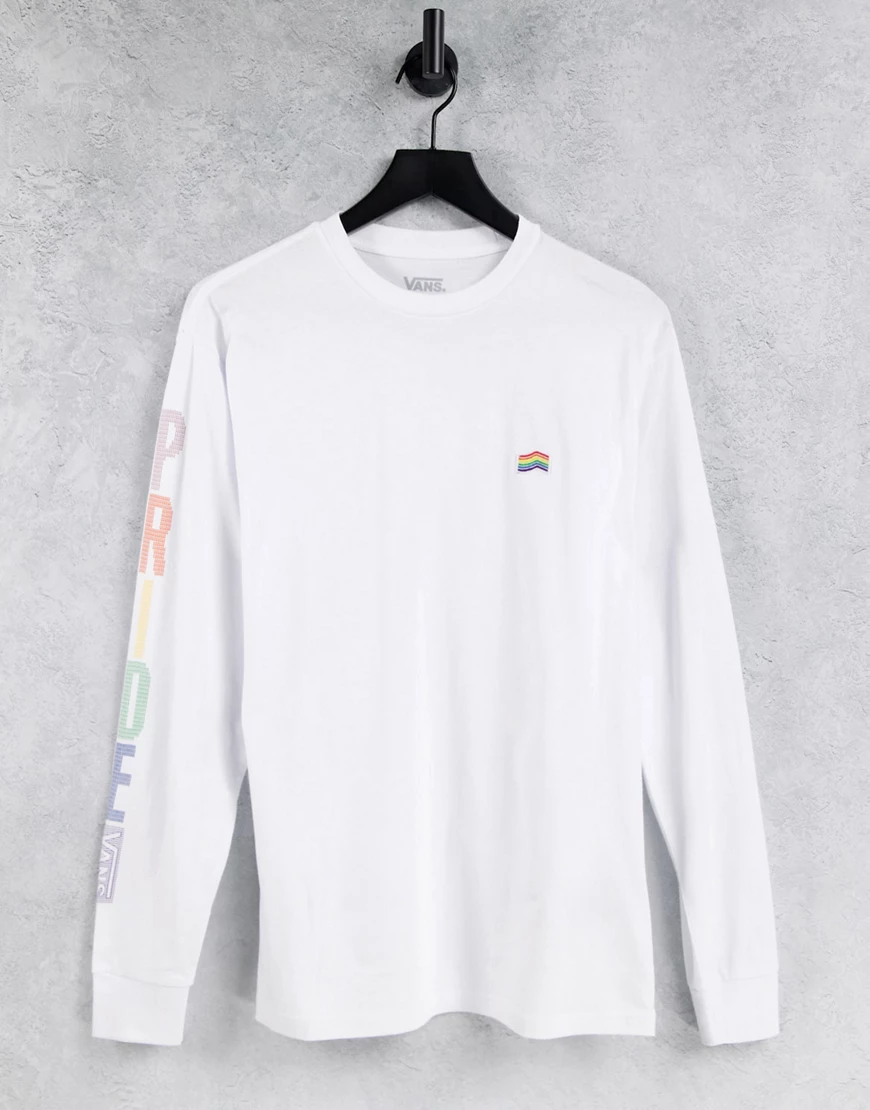Vans – Rainbow – Langärmliges Shirt in Weiß günstig online kaufen