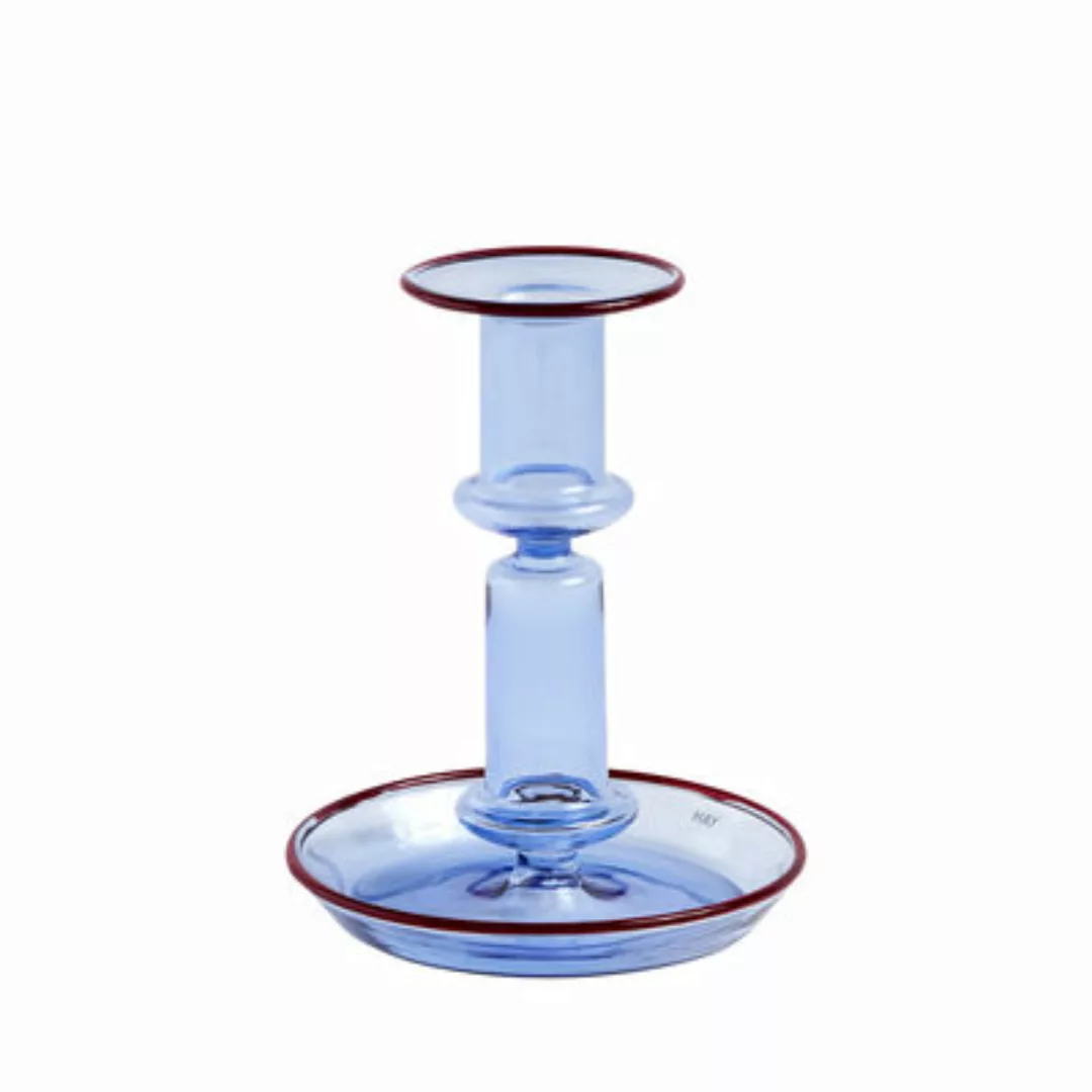 Kerzenleuchter Flare Medium glas blau / H 14 cm - Glas - Hay - Blau günstig online kaufen
