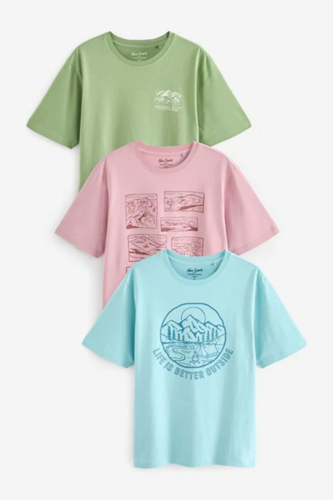 Next Print-Shirt 3er-Pack T-Shirts mit handgemalter Grafik (3-tlg) günstig online kaufen