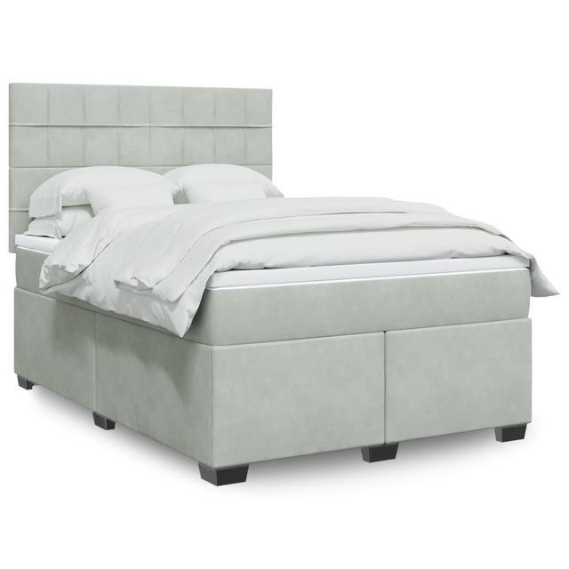 vidaXL Boxspringbett, Boxspringbett mit Matratze Hellgrau 140x190 cm Samt günstig online kaufen