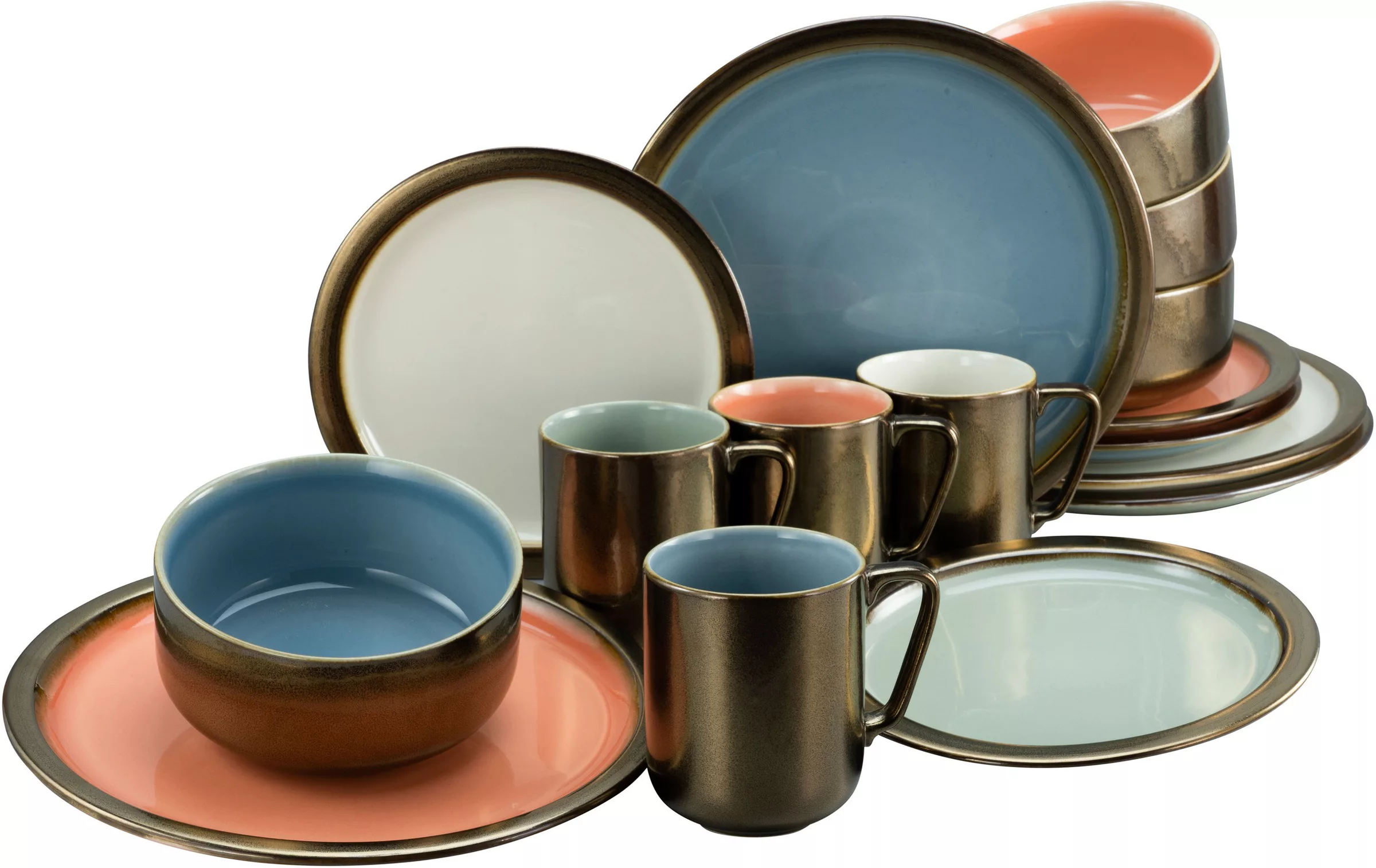 CreaTable Kombiservice RUSTIKAL - Collection multicolor Steingut 16 tlg. günstig online kaufen