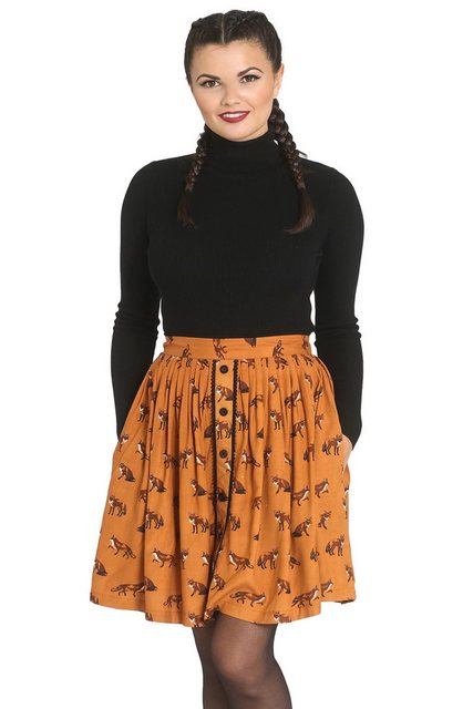 Hell Bunny A-Linien-Rock Vixey Skirt Braun Retro Vintage Swing günstig online kaufen