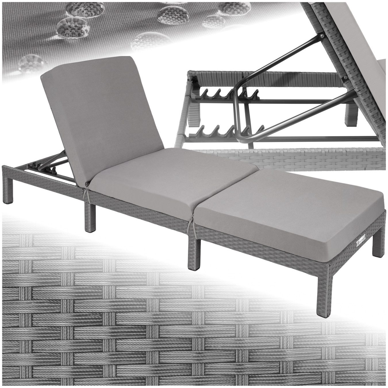 tectake Gartenliege Rattan Sonnenliege, 1 St., günstig online kaufen