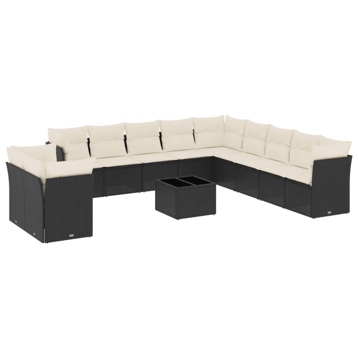 vidaXL 12-Tlg Garten-Sofagarnitur mit Kissen Schwarz Poly Rattan 3249725 günstig online kaufen