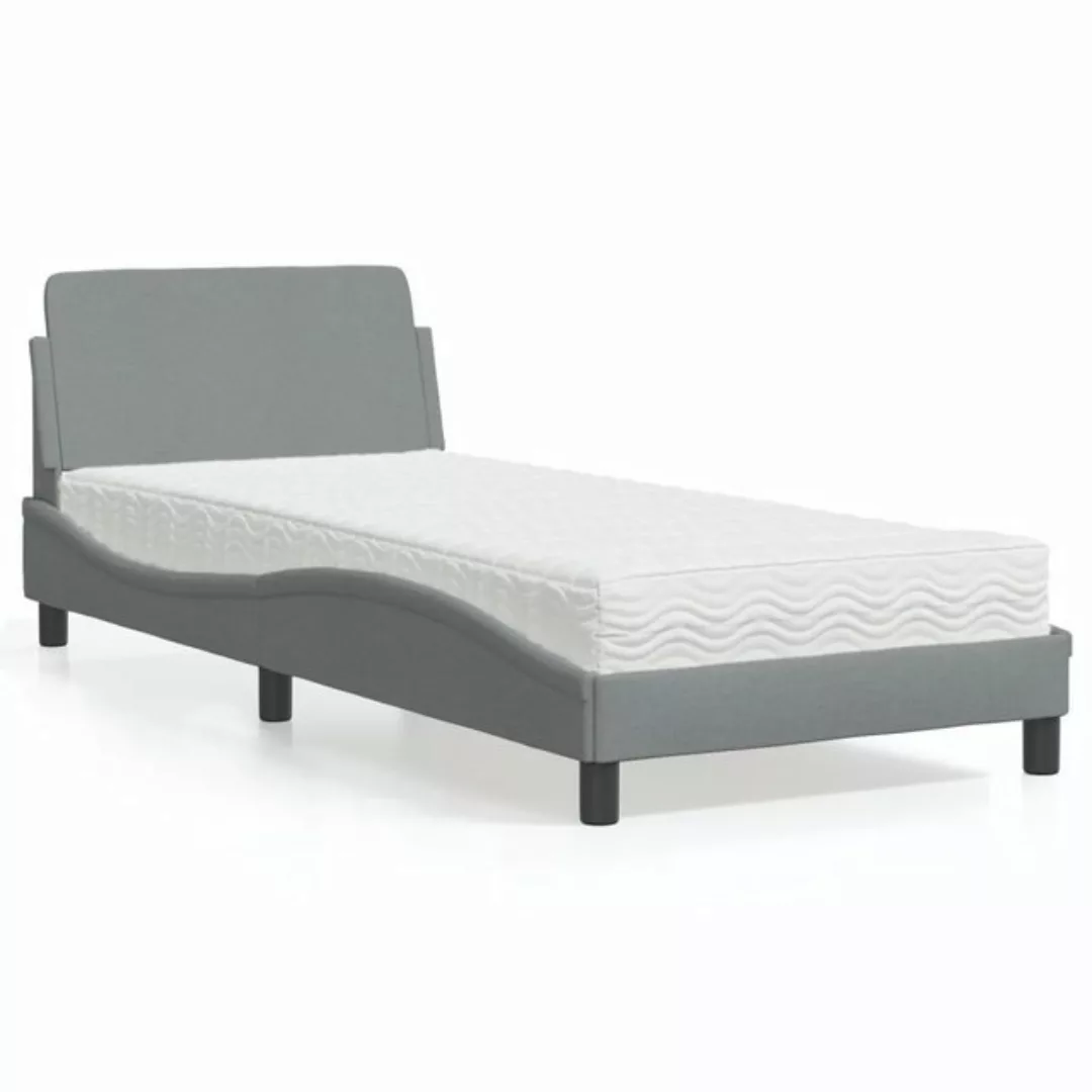vidaXL Bett Bett mit Matratze Hellgrau 80x200 cm Stoff günstig online kaufen