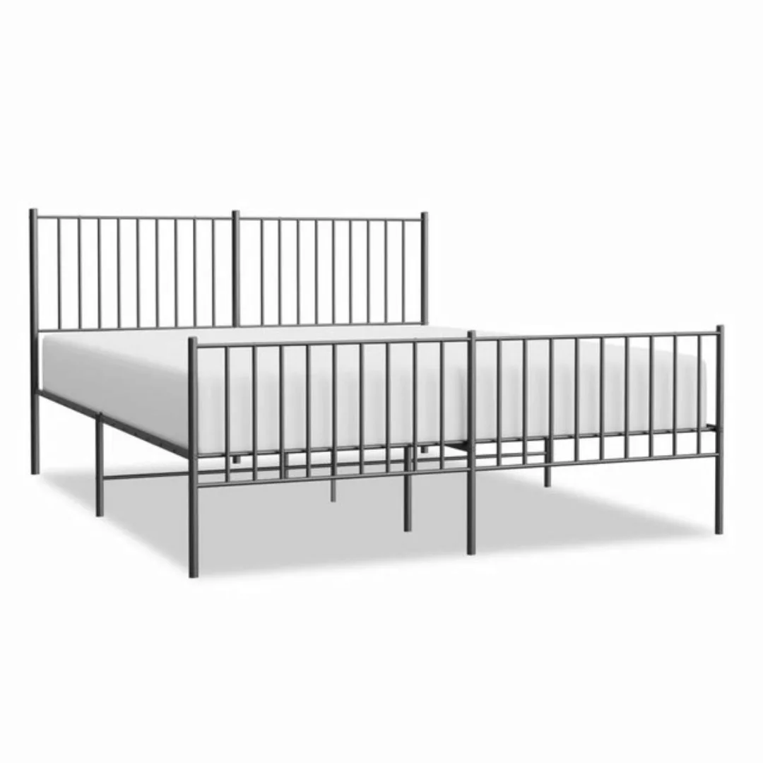 furnicato Bett Bettgestell mit Kopf- und Fußteil Metall Schwarz 150x200 cm günstig online kaufen
