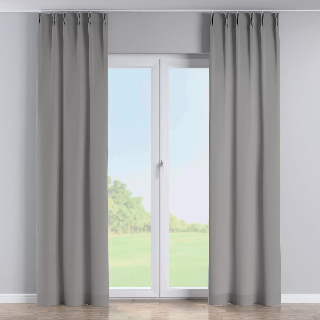 Vorhang mit flämischen 2-er Falten, grau, Crema (144-70) günstig online kaufen