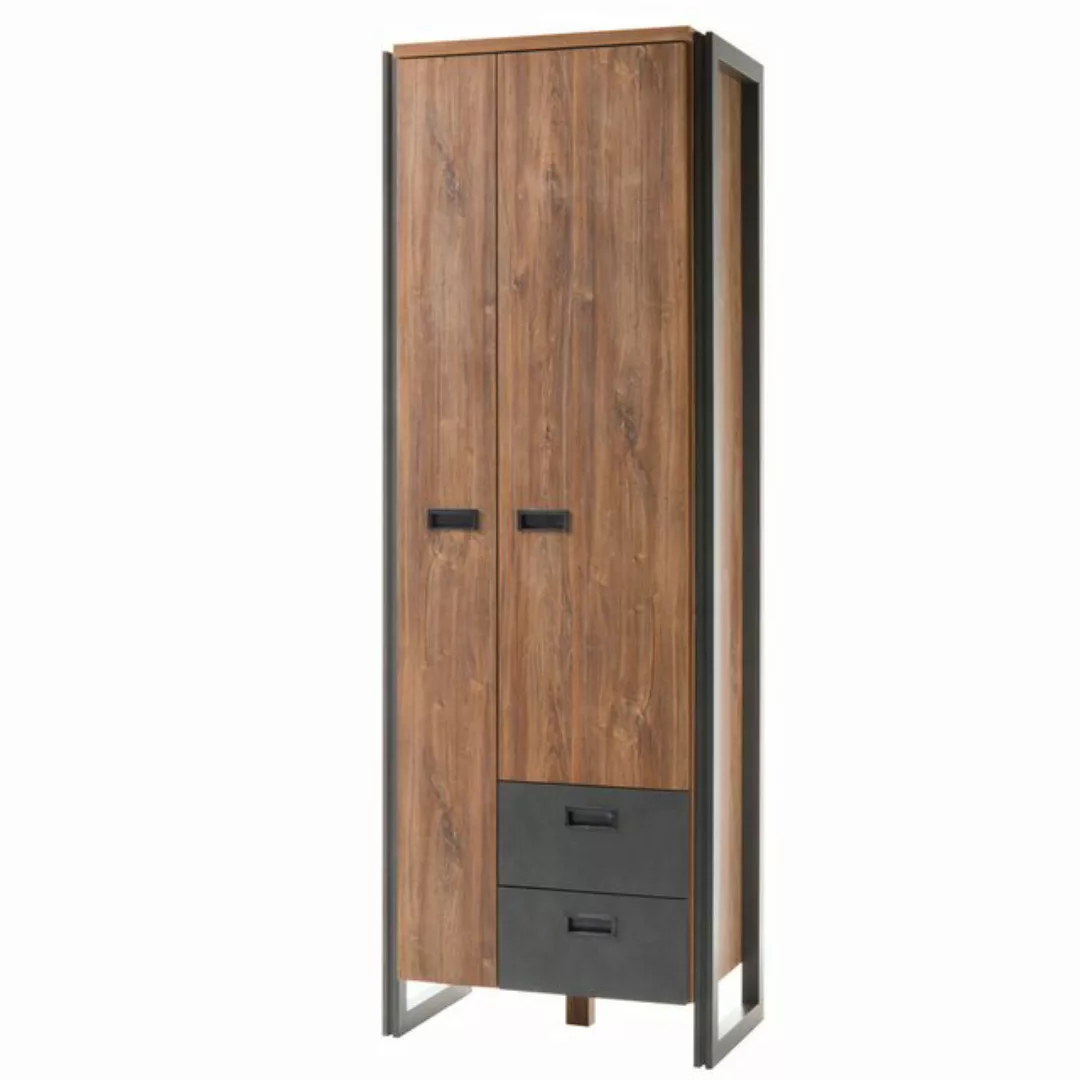 Garderobenschrank im Industrial Stil DALLAS-61 Stirling Oak Nb. mit Matera günstig online kaufen