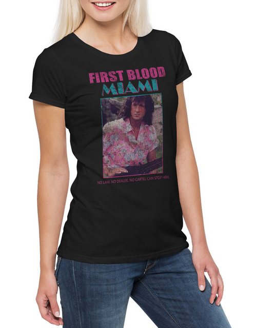 Urban Backwoods Print-Shirt First Blood Miami Damen T-Shirt Vice John Fun 8 günstig online kaufen