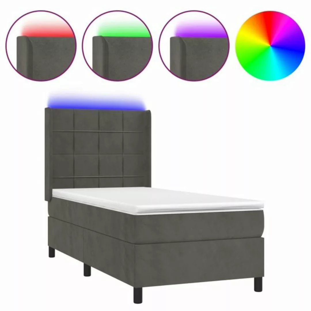 vidaXL Boxspringbett Boxspringbett mit Matratze LED Dunkelgrau 100x200 cm S günstig online kaufen