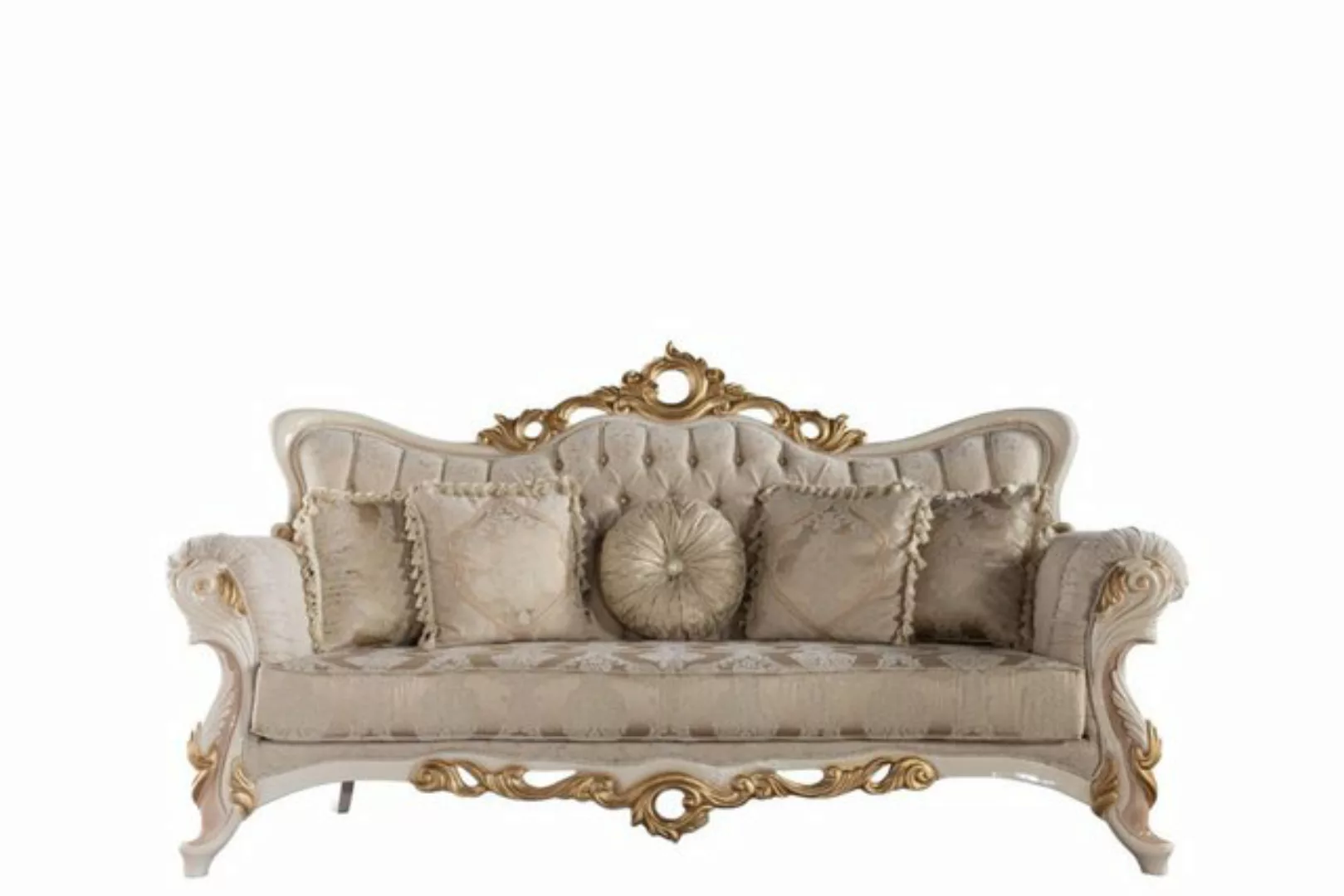 Xlmoebel Sofa Stoff Gold Dreisitzer Chesterfield Barock Sofa Couch Möbel, 1 günstig online kaufen