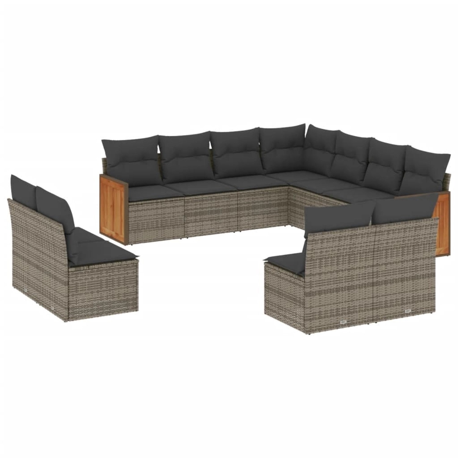 vidaXL 11-Tlg Garten-Sofagarnitur mit Kissen Grau Poly Rattan 3260170 günstig online kaufen