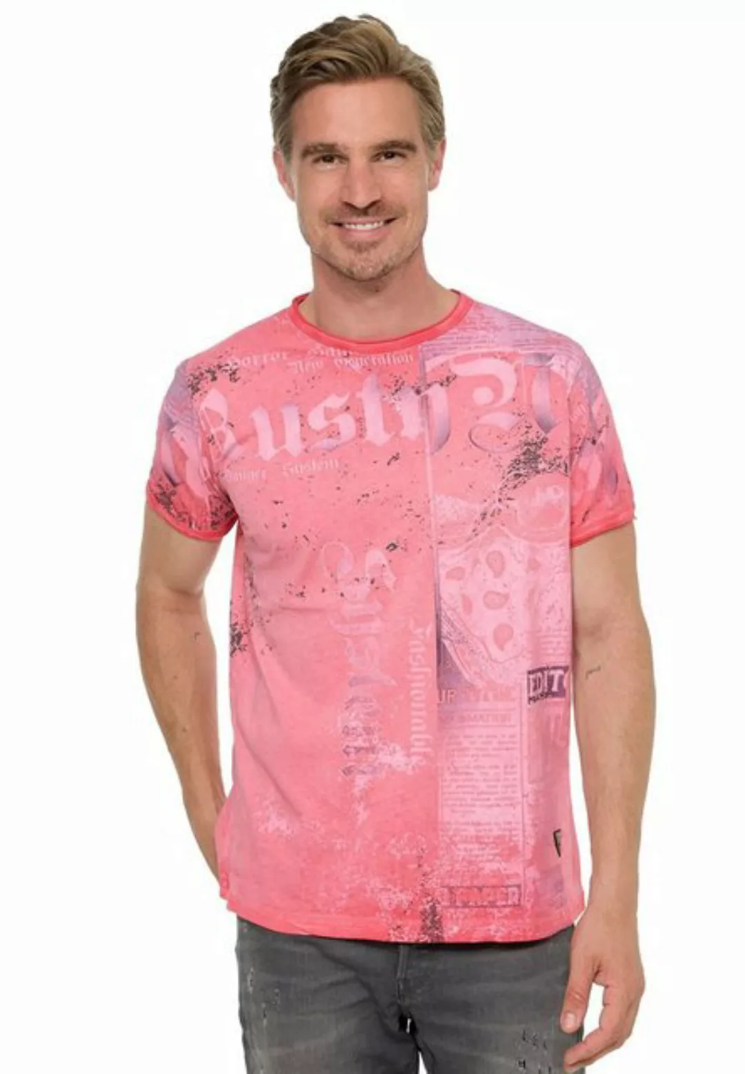 Rusty Neal T-Shirt mit Allover-Print im Used-Look günstig online kaufen