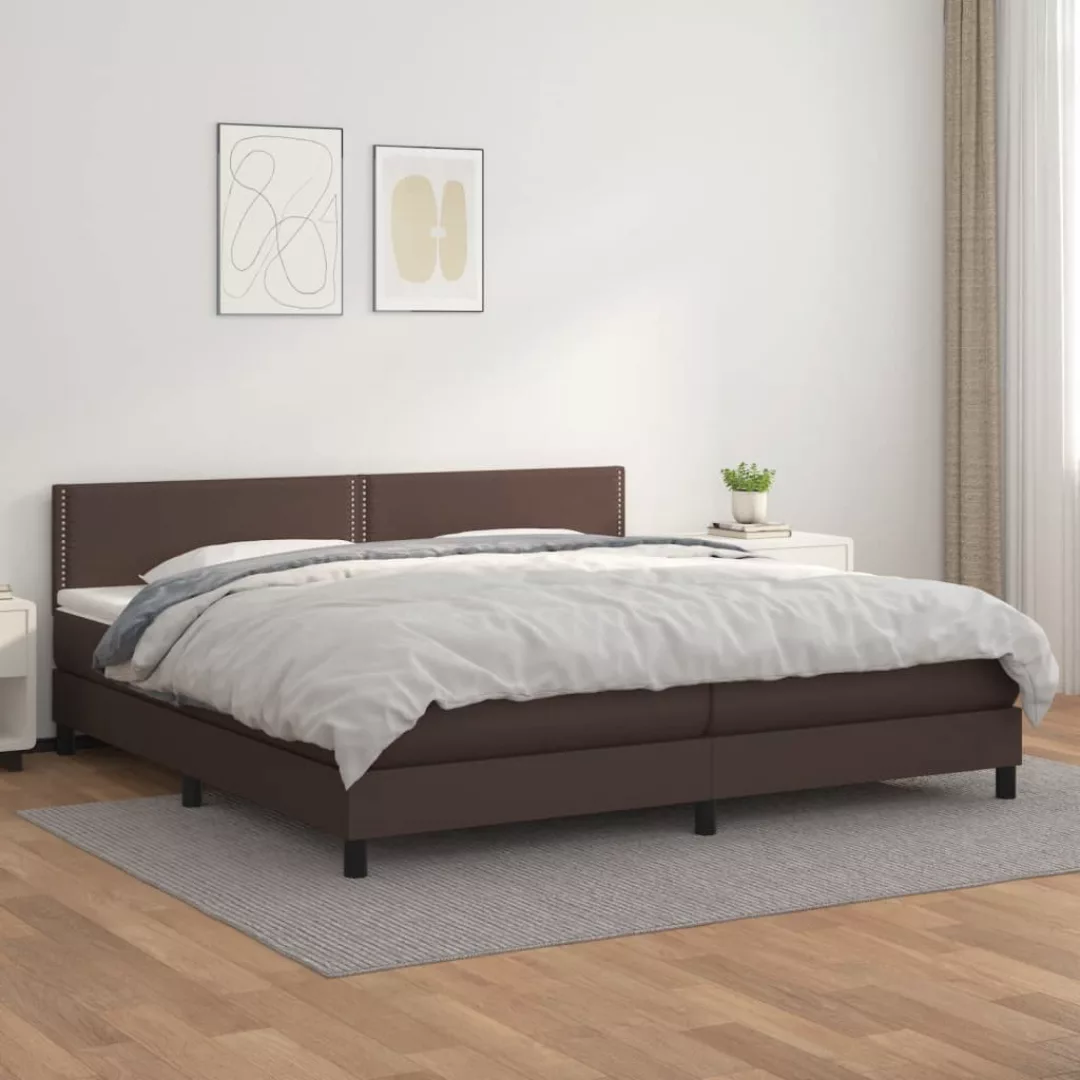 Vidaxl Boxspringbett Mit Matratze Braun 200x200 Cm Kunstleder günstig online kaufen